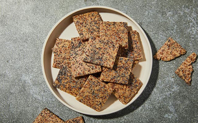 A plate of almond-seed crackers
