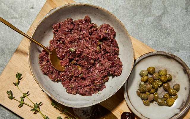 A bowl of olive tapenade