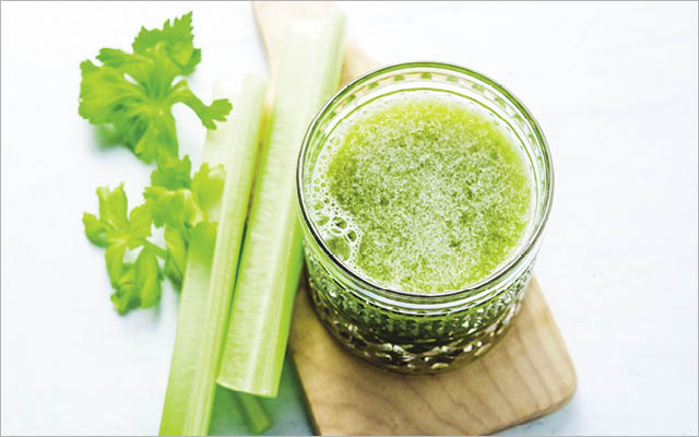 Stalk of celery and celery juice
