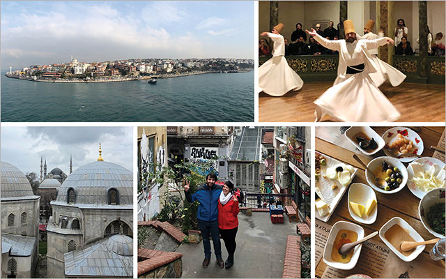 A collage of pictures from a trip to Istanbul