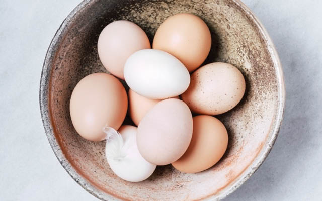 A bowl of hardboiled eggs.