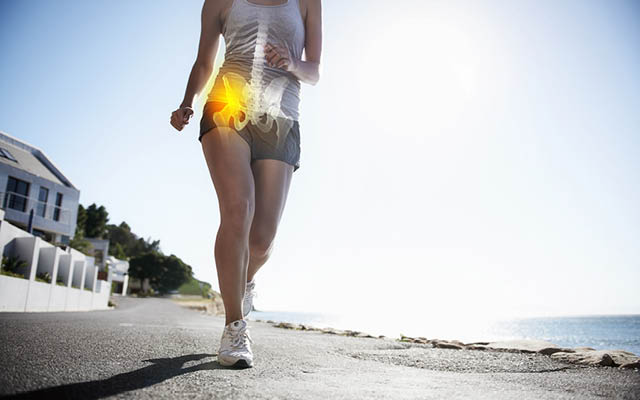 hip joint on woman running