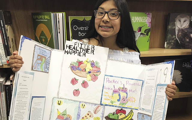 student with healthy magazine poster