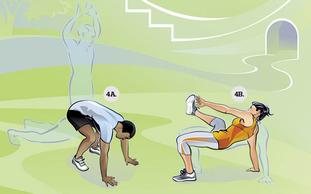 Illustration Burpee and Reverse Crab Toe Touch