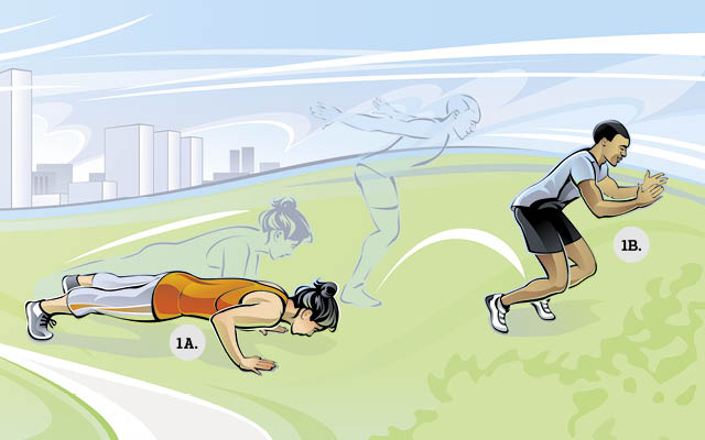 illustration of pushup and broad jump