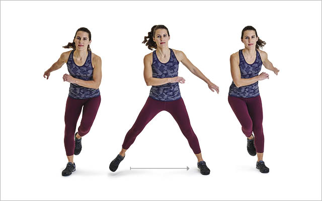 A woman doing lateral-jumping exercises