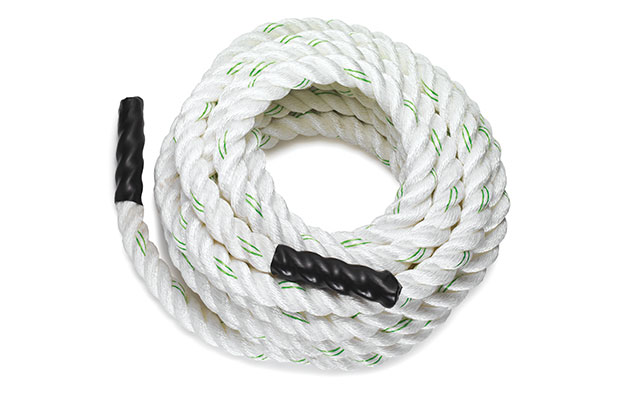 A picture of a coiled battle rope
