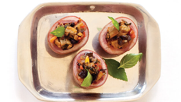 Caponata-Stuffed Potato Boats