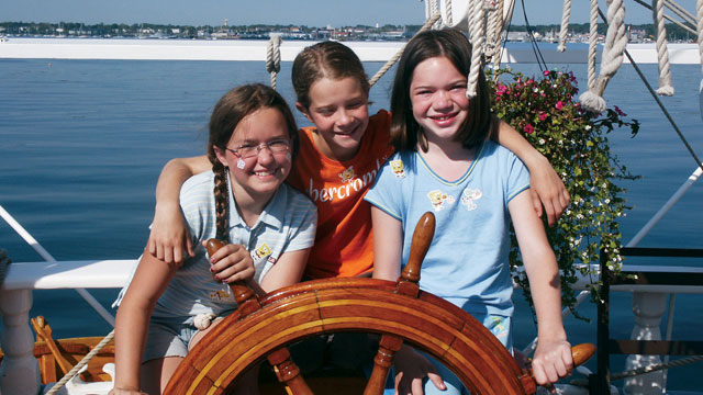 kids on sail boat