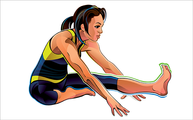 An illustration of a woman stretching