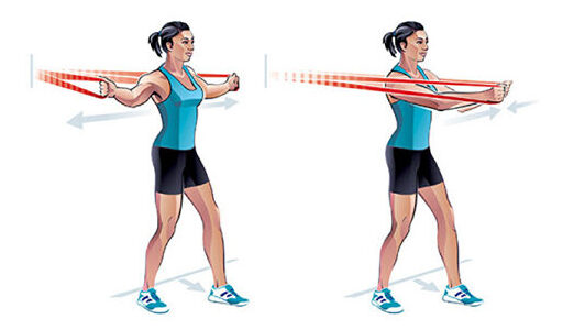 An illustration of a woman doing superband exercises