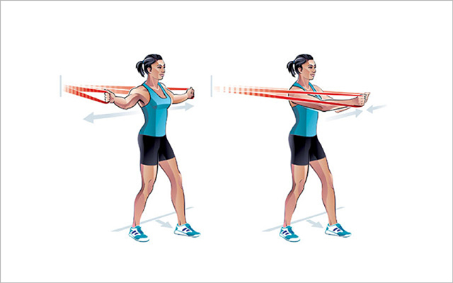 An illustration of a woman doing superband exercises