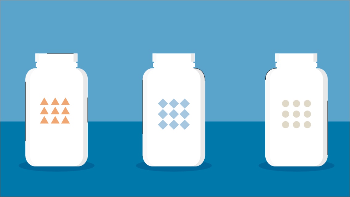 An illustration of three bottles of protein powder.