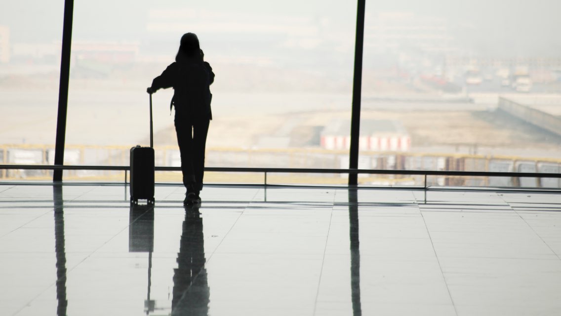 Traveler in an airport