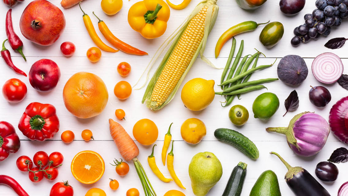 a rainbow of fruits and veggies