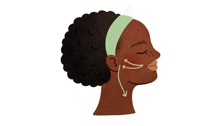 illustration of how to gua sha cheeks and off ramp