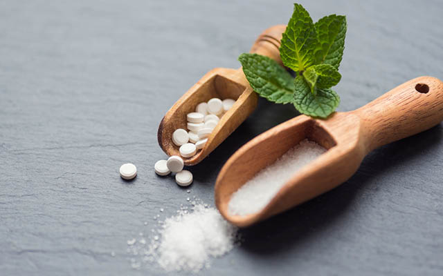 stevia, sugar substitute as tablets and granulated