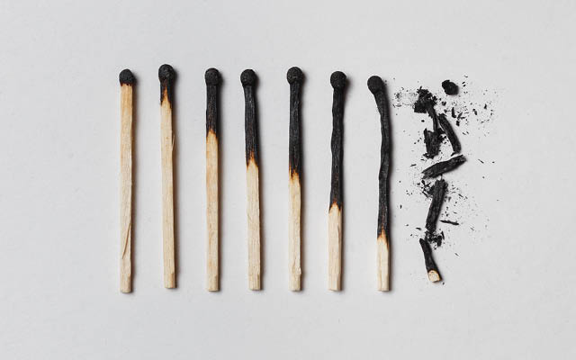 A series of burnt matches