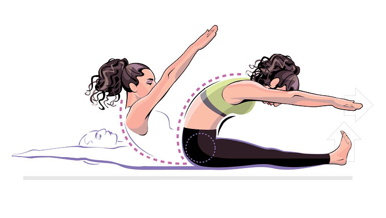 illustration of woman performing the roll up