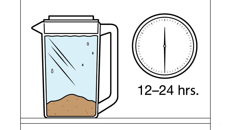 illustration of a pitcher filled with water with coffee grounds at the bottom