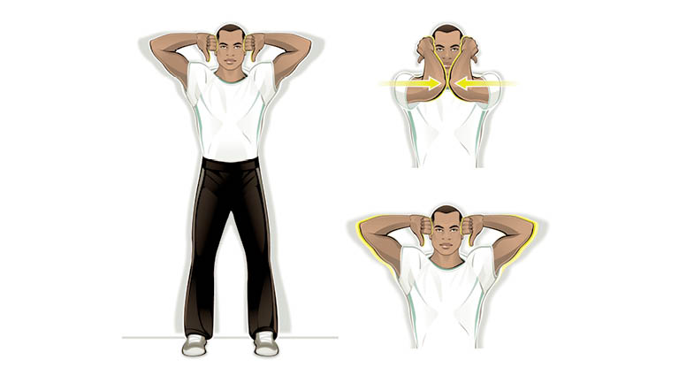 illustration of standing elbow open and close