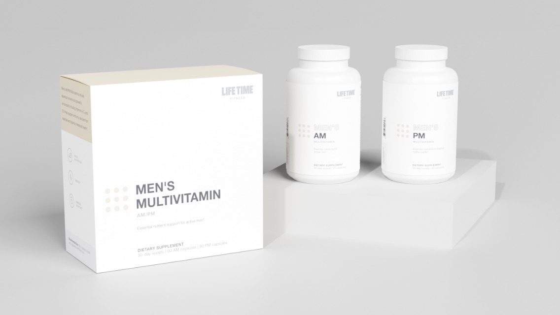 The packaging for Life Time's men's multivitamin.