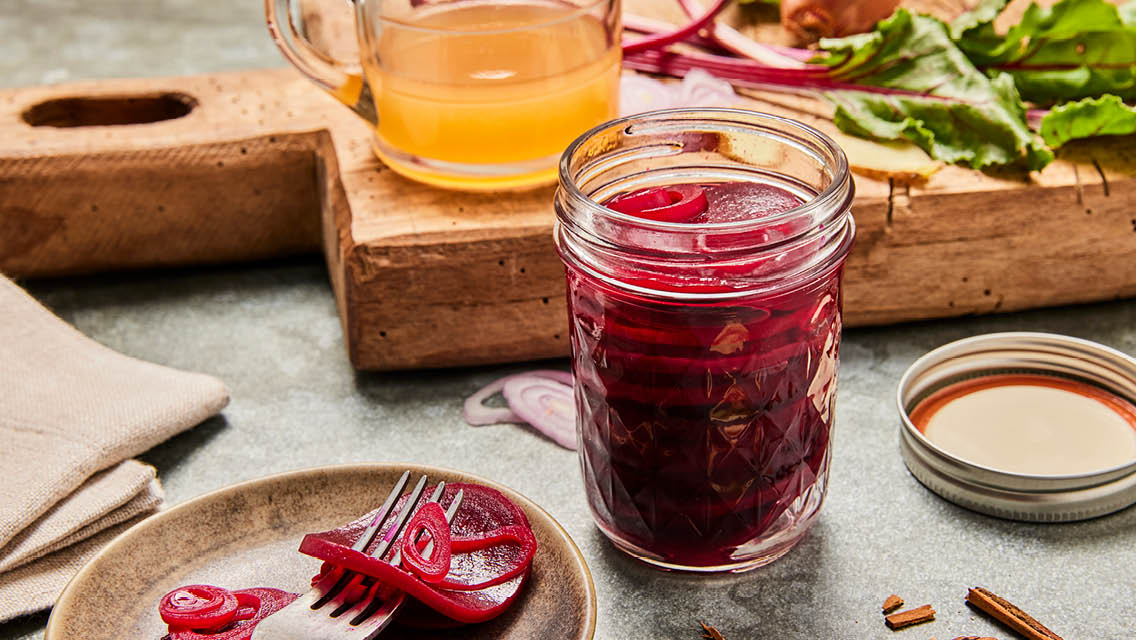 a jar of picked beets
