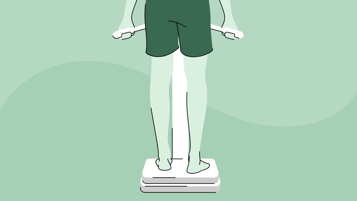 An illustration of a person standing on a InBody scale.