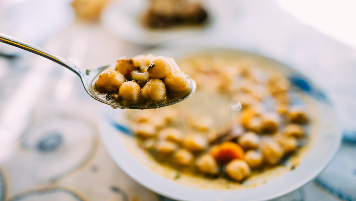 a spoonful of chickpea soup