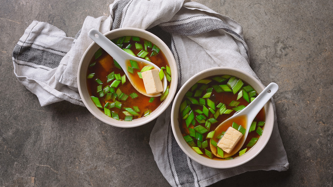 two bowls of miso soup