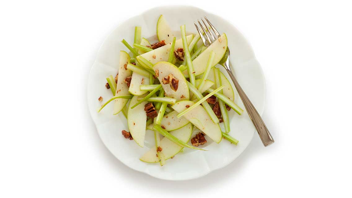 apple celery salad on a plate