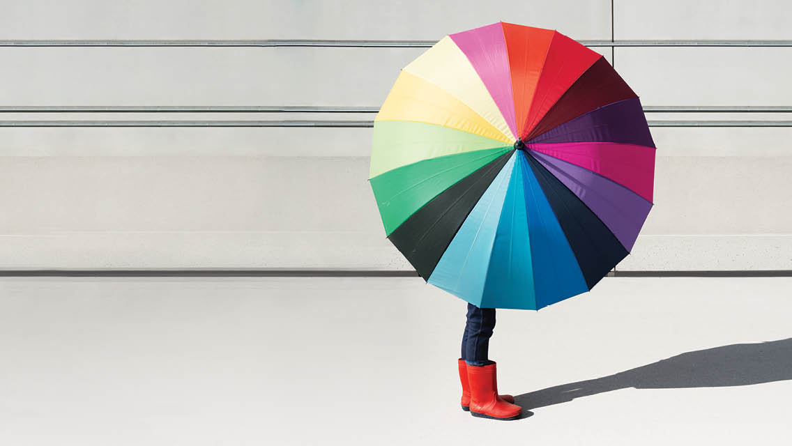 a rainbow colored umbrella