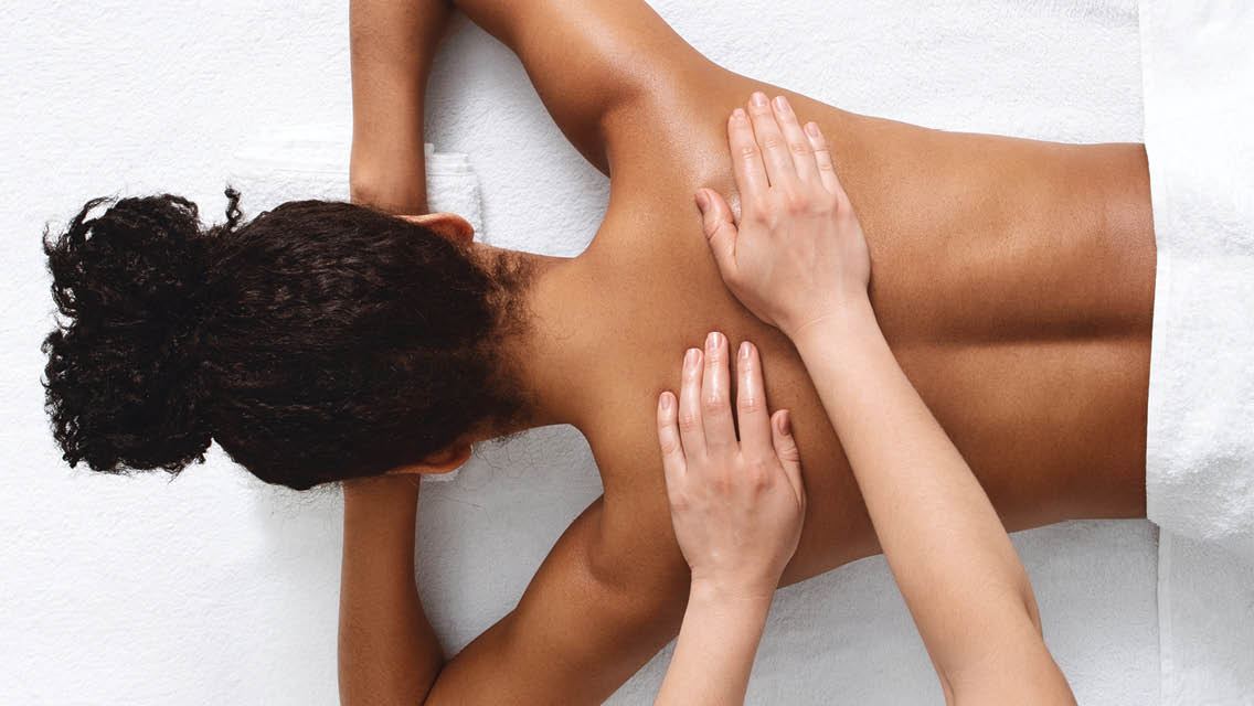 a woman receives a massage
