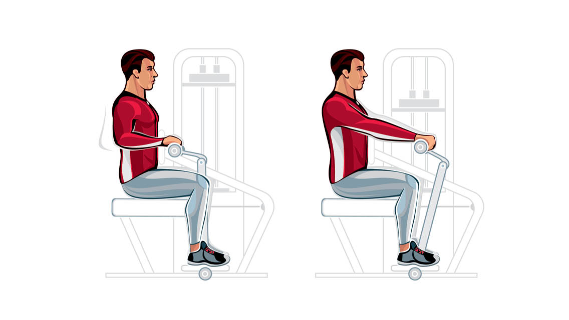 illustration of man performing a seated row