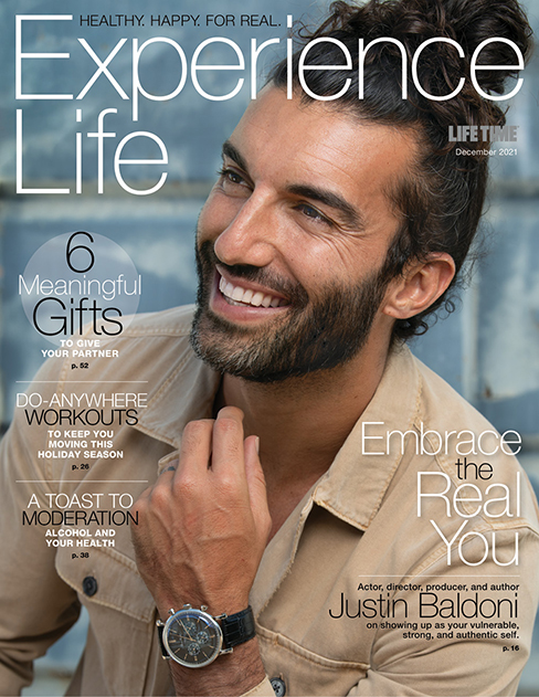Justin Baldoni on the cover of Experience Life magazine December 2021