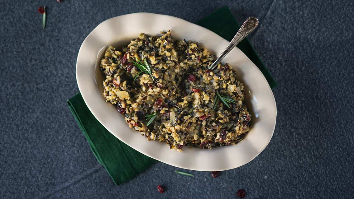 a dish of wild rice pilaf