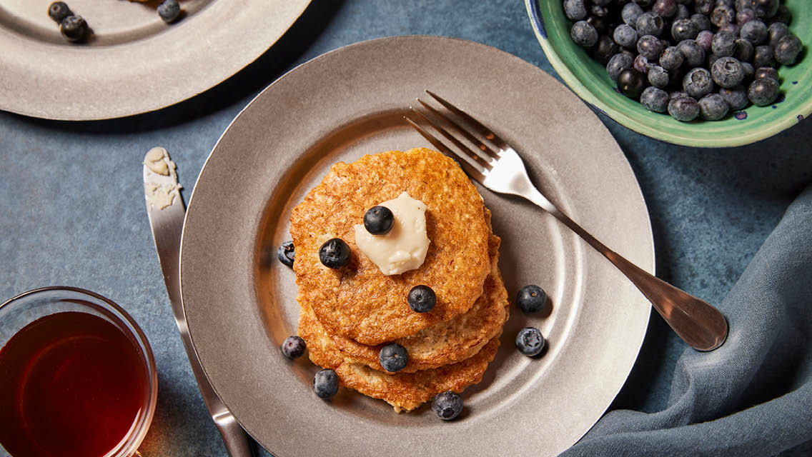 protein pancakes with blueberries