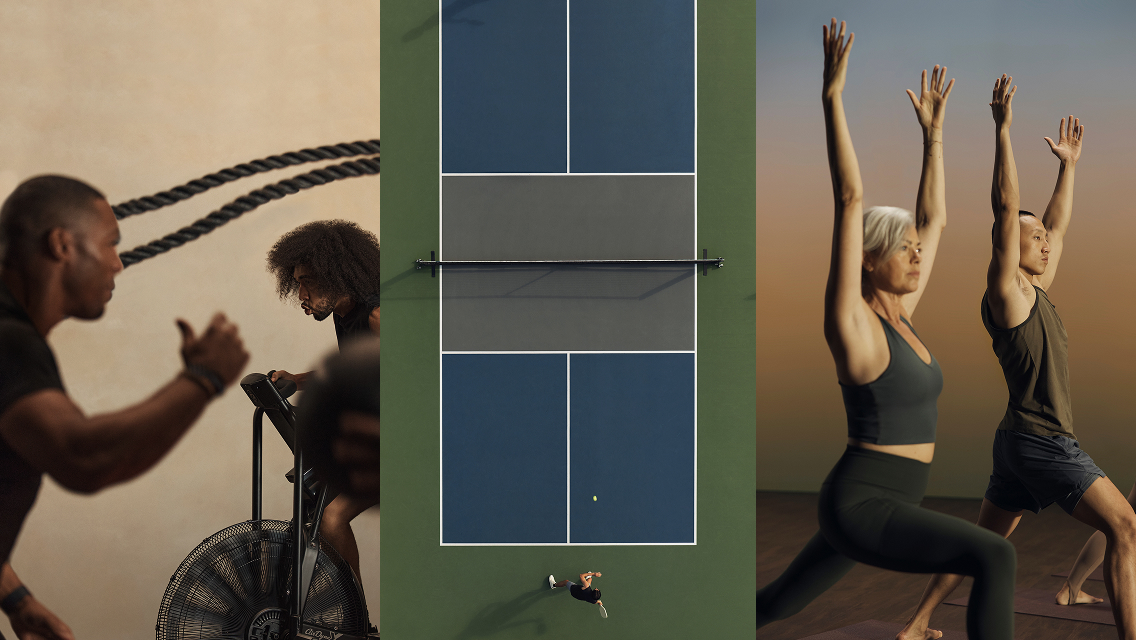 pickleball courts and people working out