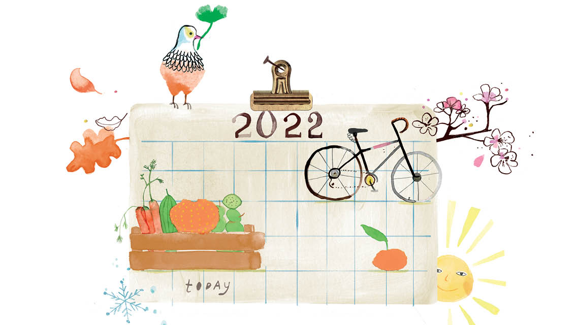 an illustration of a calendar with healthy items