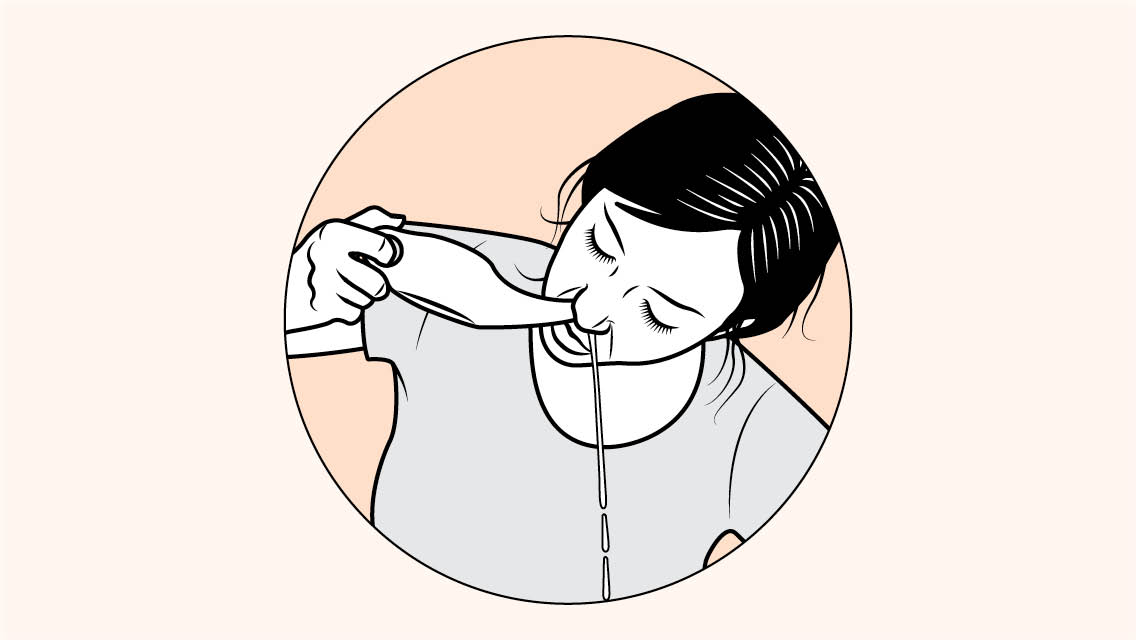 illustration of a person using a neti pot