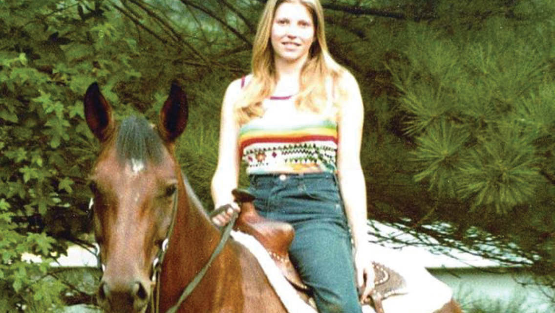 Jane knight in her 20s on a horse