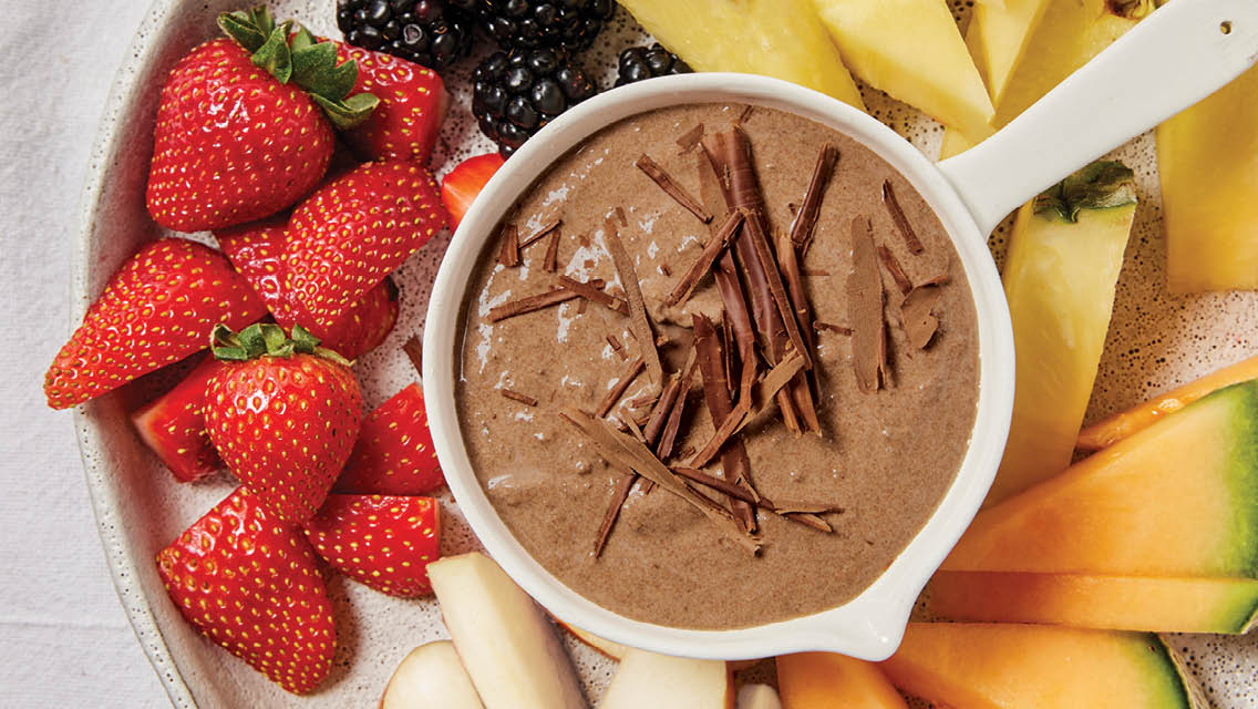 dark chocolate yogurt dip and fruit