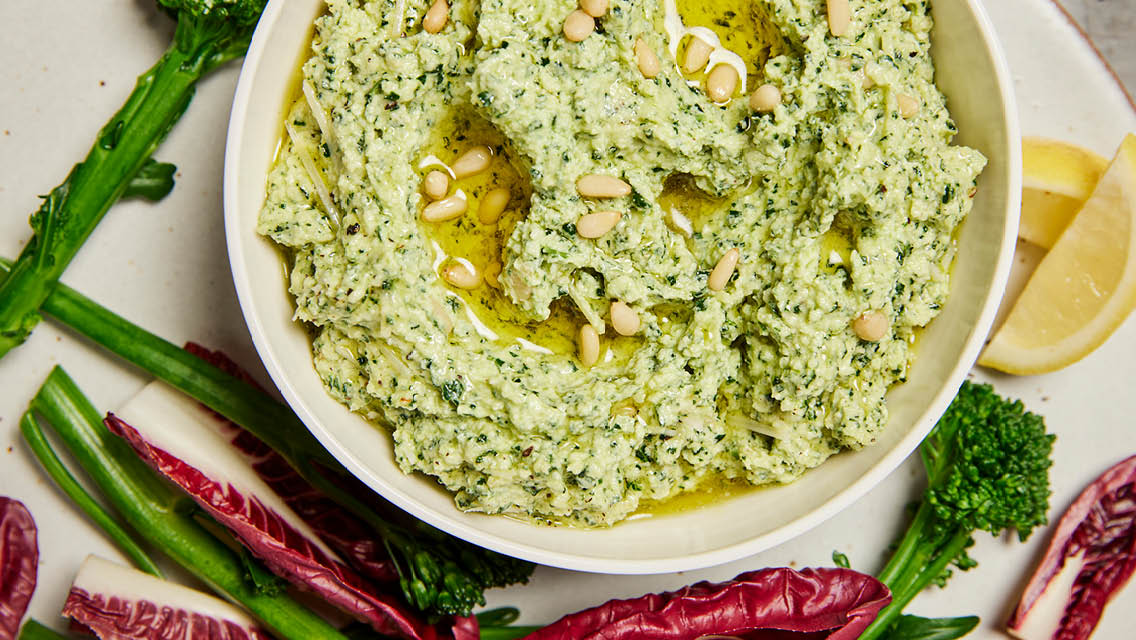 kale and chevre dip and veggies