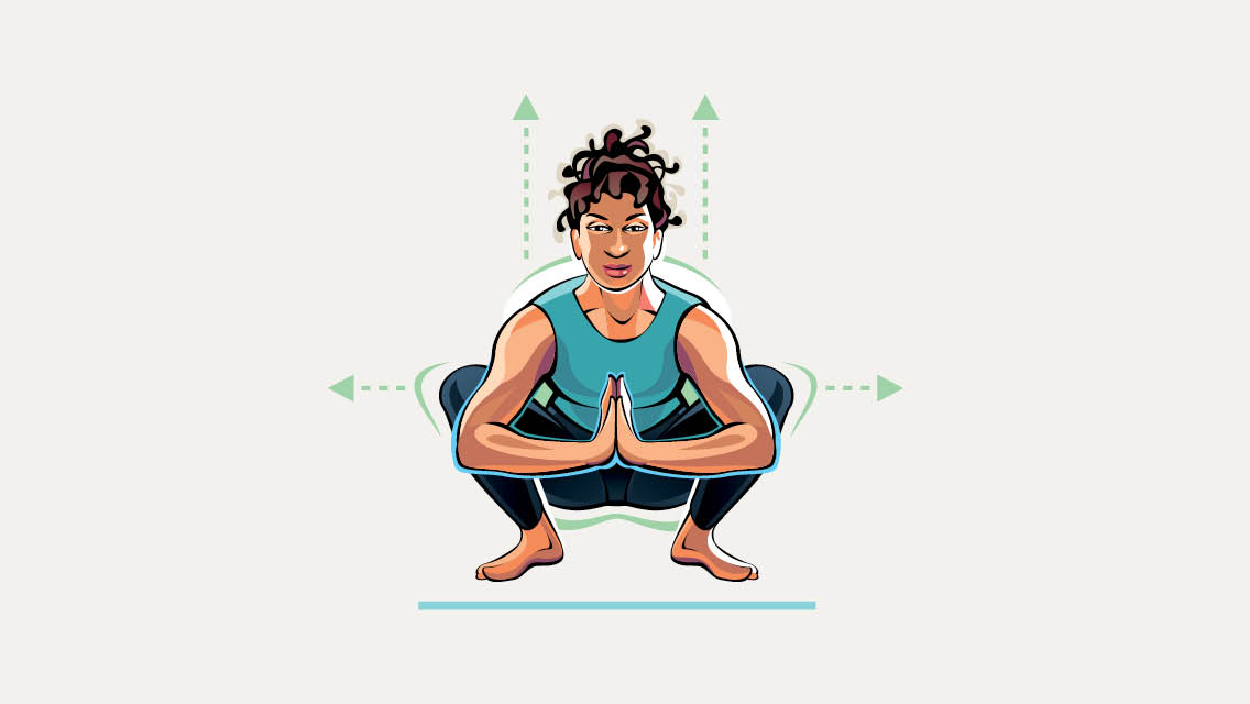 illustration of malasana or deep primal squat