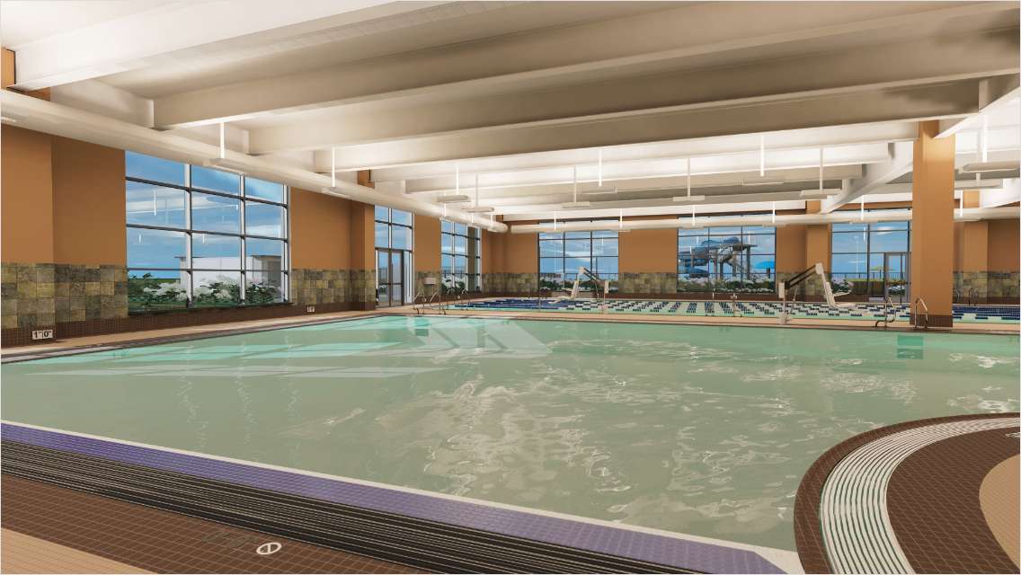 The indoor pool at Life Time Lake Zurich.