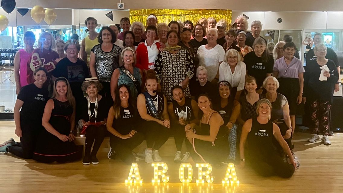 A group of Life Time members at the ARORA Dance event.