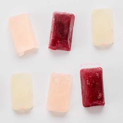 frozen cubes of wine and broth