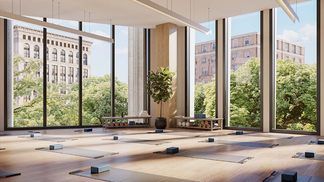 indoor yoga studio Brooklyn tower