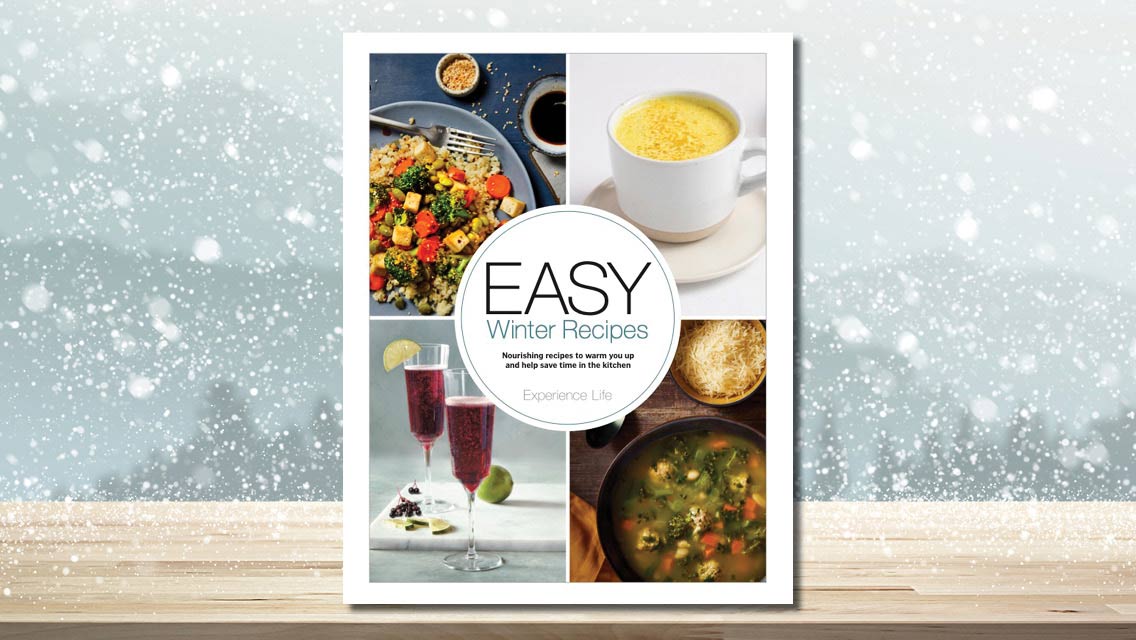 Easy Winter Recipes e-book cover on snowy background