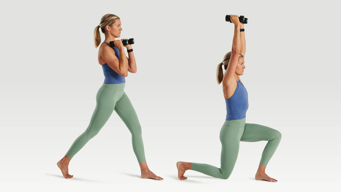 shoulder press and split squat